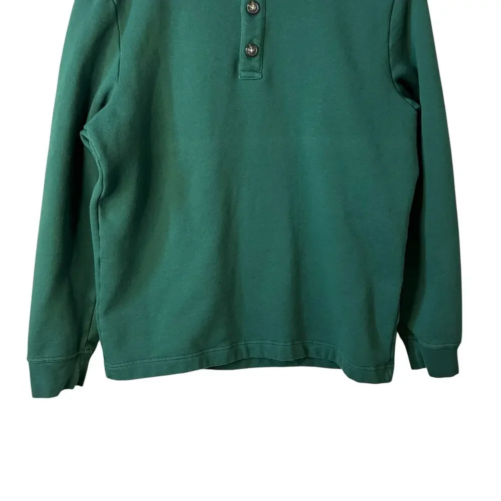 Banana Republic Men Quilted Mock Neck Elbow Patch Sweater Green L Classic Preppy